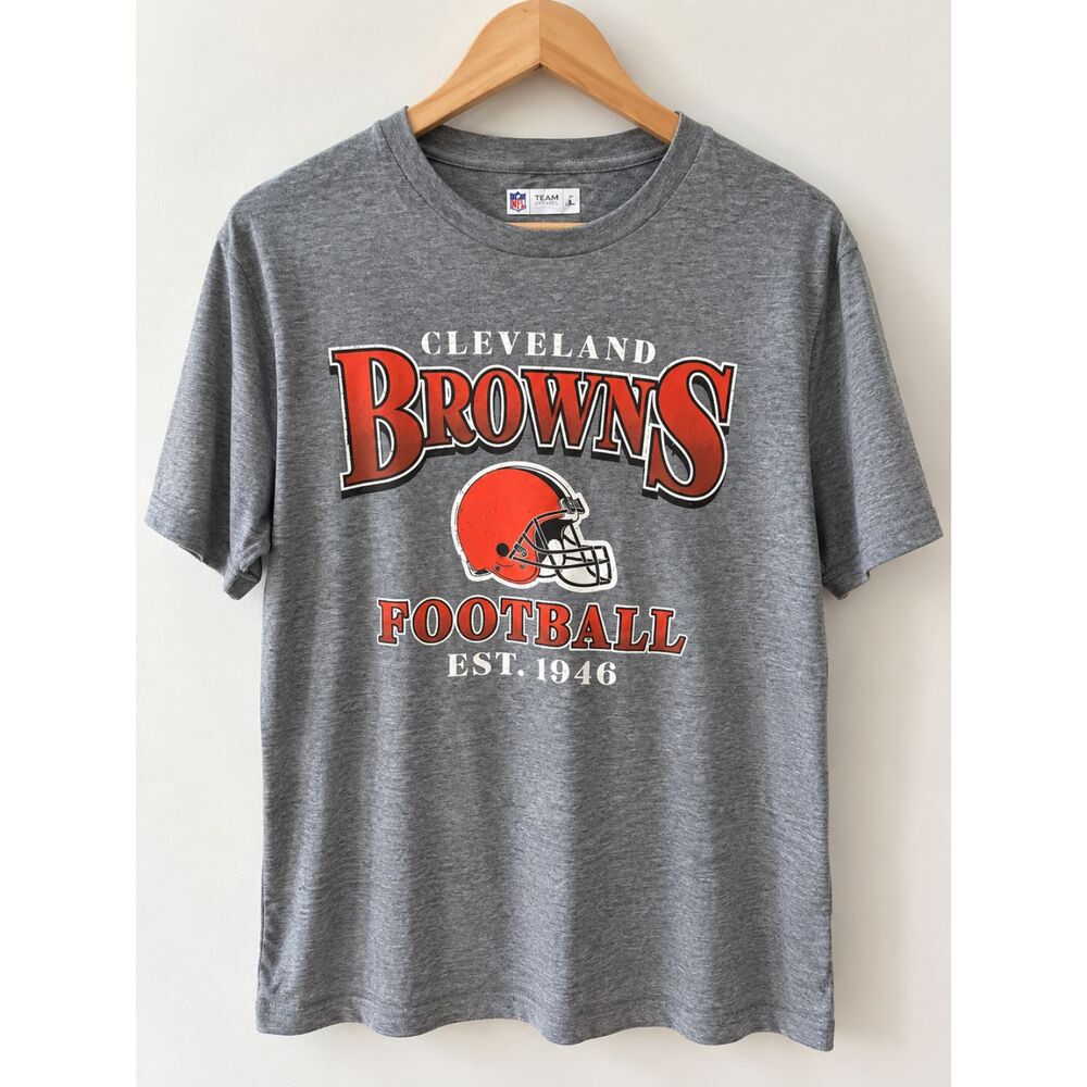 Cleveland Browns NFL Team Apparel Large Gray Graphic Football T-Shirt nwt
